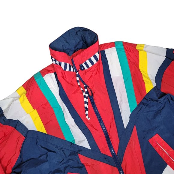 River Edge Vintage 80s unisex color block primary color windbreaker small - Picture 4 of 4